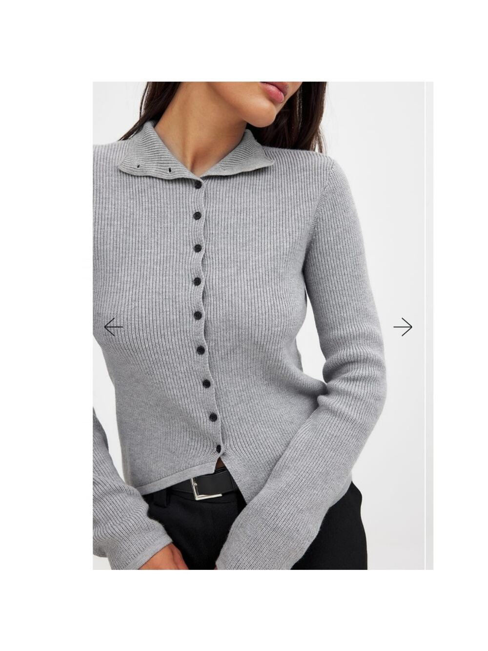 Na-Kd NAKD gray ribbed knit cardigan sweater asymmetrical minimalist medium